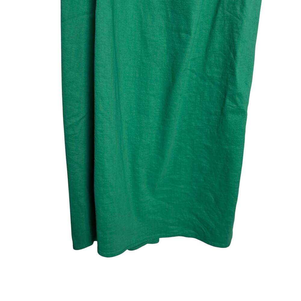 A.L.C. Beale Solid Green Cap Sleeve Asymmetric Linen Blend Midi Dress Size 0 - Picture 8 of 11